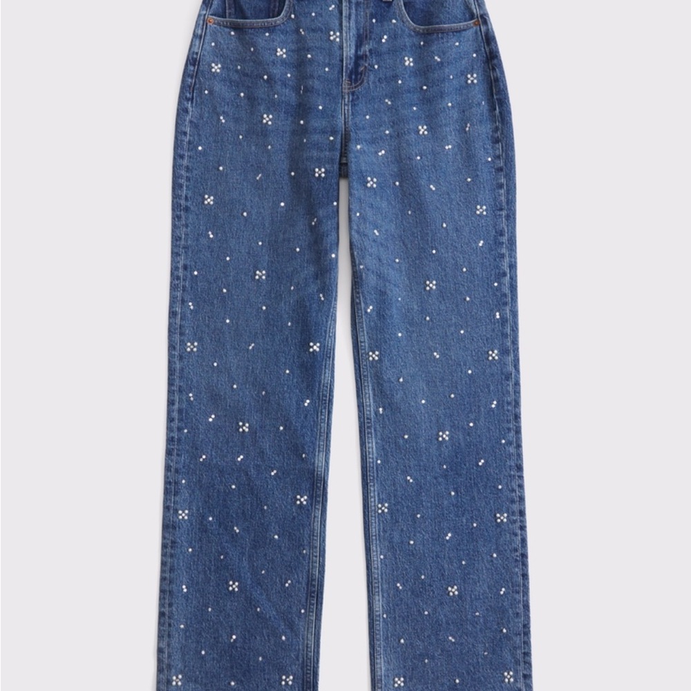 Curve Love High Rise 90s Relaxed Pearl Embellished Jean